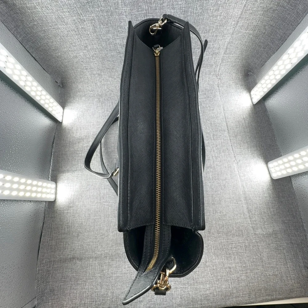 Kate Spade Laurel Way Large Jeweled Hadlee Bag Black Saffiano Leather Studded